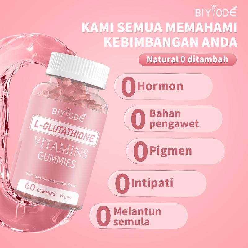 BIYODE® Gluta Gummies – Cerah, Lembap & Vegan – 60 Biji