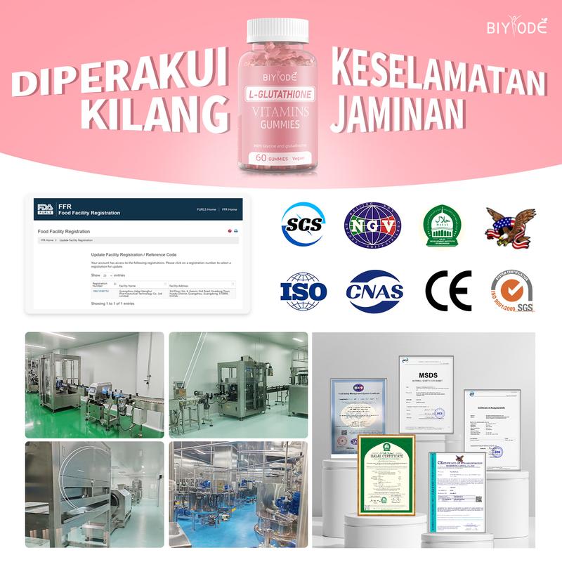BIYODE® Gluta Gummies – Cerah, Lembap & Vegan – 60 Biji