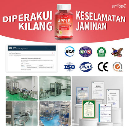 BIYODE® ACV+ Gummies – Cuka Epal 5000mg + Vitamin B9 & B12 (60 Biji)