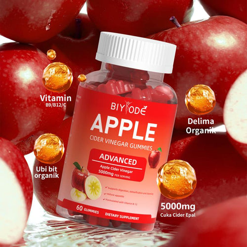 BIYODE® ACV+ Gummies – Cuka Epal 5000mg + Vitamin B9 & B12 (60 Biji)