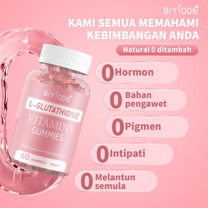BIYODE® Gluta Gummies – Cerah, Lembap & Vegan – 60 Biji