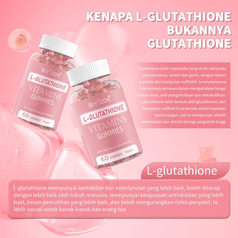 BIYODE® Gluta Gummies – Cerah, Lembap & Vegan – 60 Biji