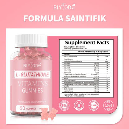 BIYODE® Gluta Gummies – Cerah, Lembap & Vegan – 60 Biji